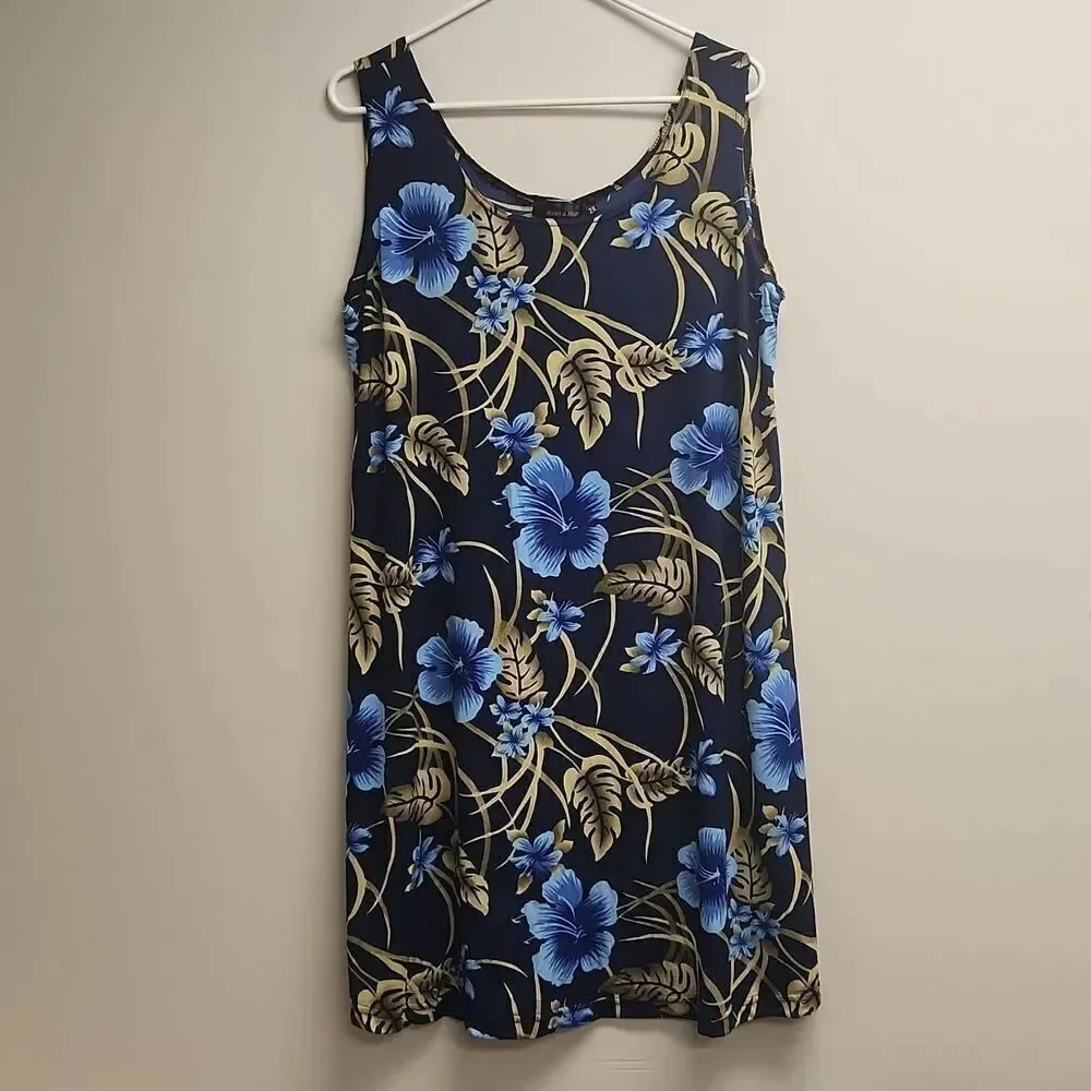 Vintage Kisses & Hugs Hibiscus Print Dress 2XL